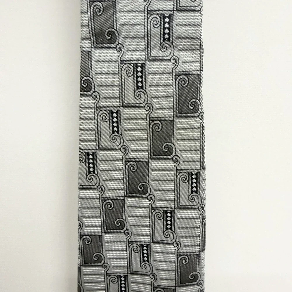 Gianni Versace Mens Tie Baroque Medusa Logo Gray Satin Silk 3 5/8